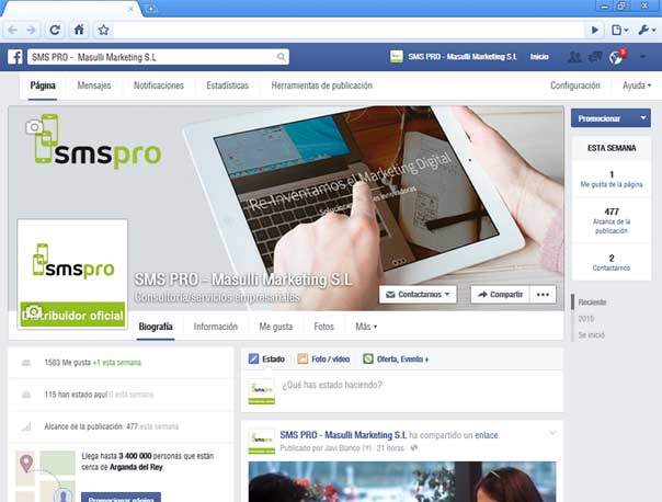 Página principal Masulli MArketing Facebook